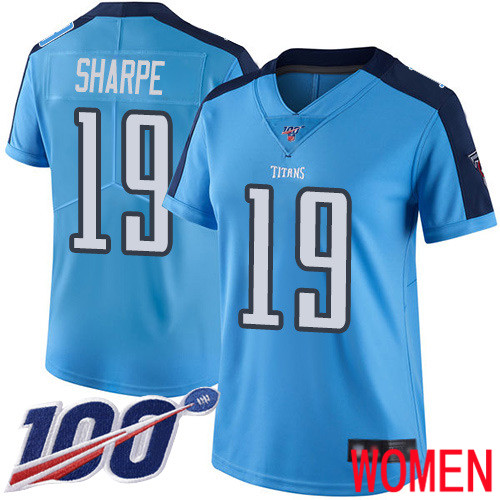 Tennessee Titans Limited Light Blue Women Tajae Sharpe Jersey NFL Football 19 100th Season Rush Vapor Untouchable